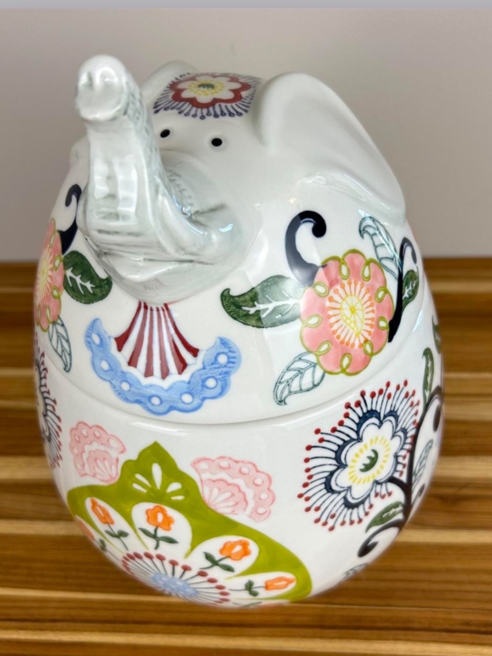 Pier 1 Imports Elephant Cookie Jar highly sought-after, discontinued bohemian pc